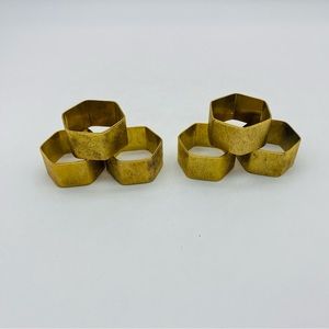 Vintage Gold Tone Napkin Rings Wanamaker Brand 1950s Made in Hong Kong set 6